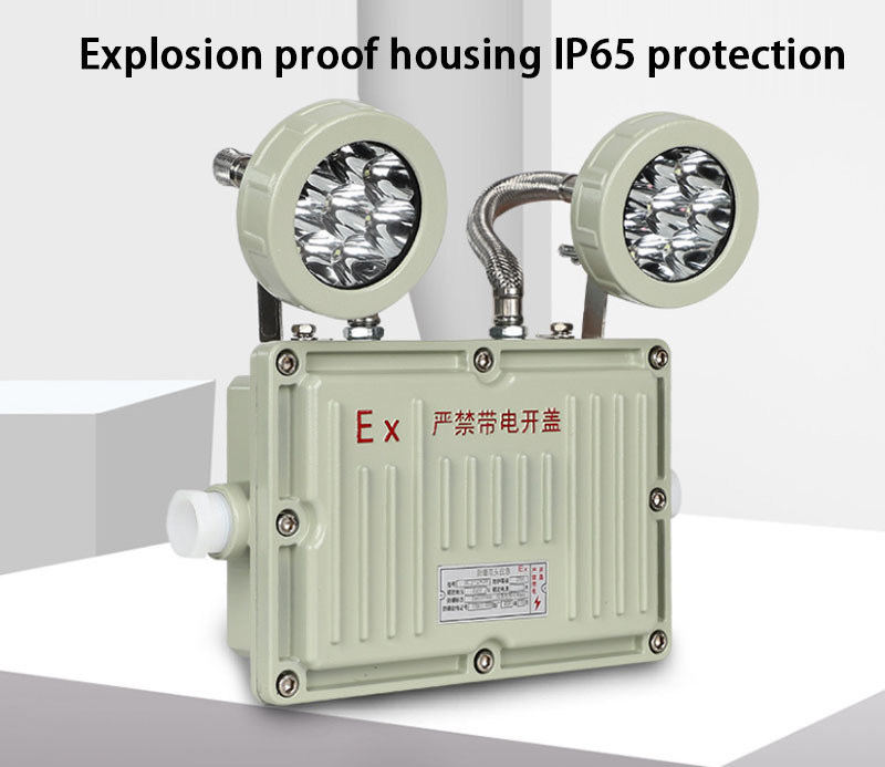 2 X 8W Spezifikationen Wiederaufladbarer Zwei-Kopf-Ausgang Leuchte Explosionssicher Notbeleuchtung LED-Licht