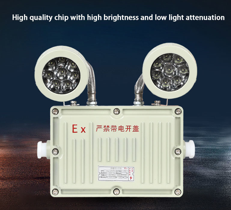 2 X 8W Spezifikationen Wiederaufladbarer Zwei-Kopf-Ausgang Leuchte Explosionssicher Notbeleuchtung LED-Licht